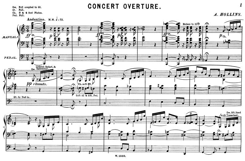 Concert Overture in C Major, by Alfred Hollins, Order Online