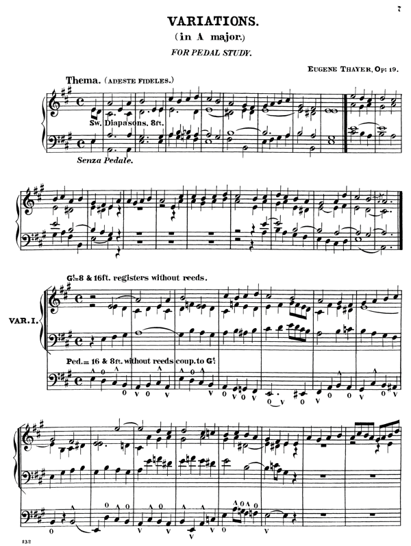 Two Sets of Variations for Pedal Study, by Eugene Thayer, Order Online